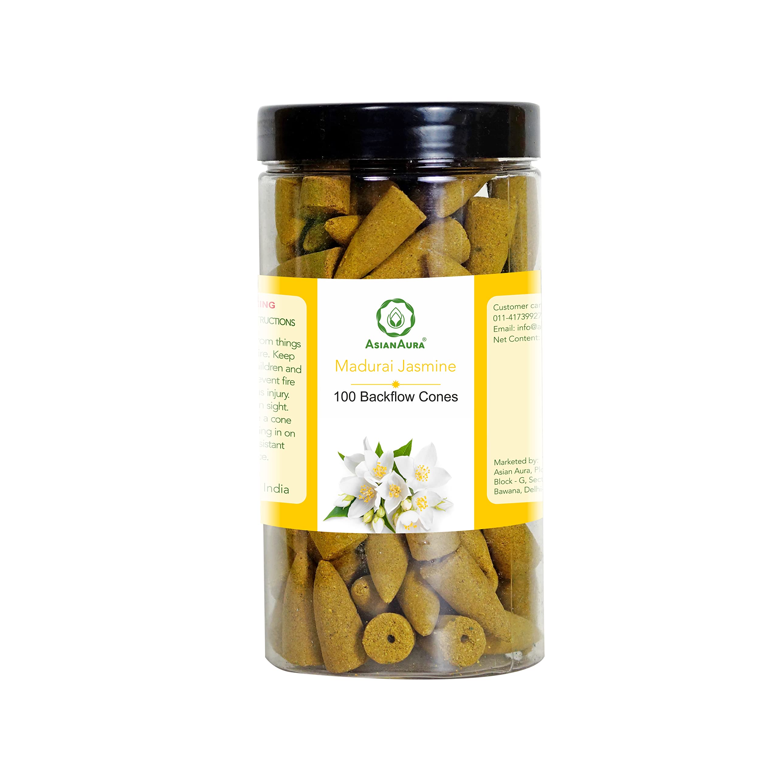 Asian Aura Backflow Incense dhoop/Cone | Scented Back Flow Smoke Cones |for Pooja, Rituals & Special Occassions, Smoke Fountain, Home Fragrance (Pack of 100) (Jasmine)