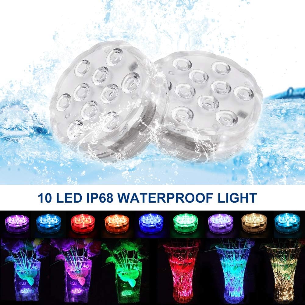 Submersible LED Lights with Remote, 16 Colors Changing Submersible Pool Lights for Above Ground Pools, Waterproof Led Puck Lights Tea Lights, Battery Operated Pond Lights for Vase Aquarium (16)