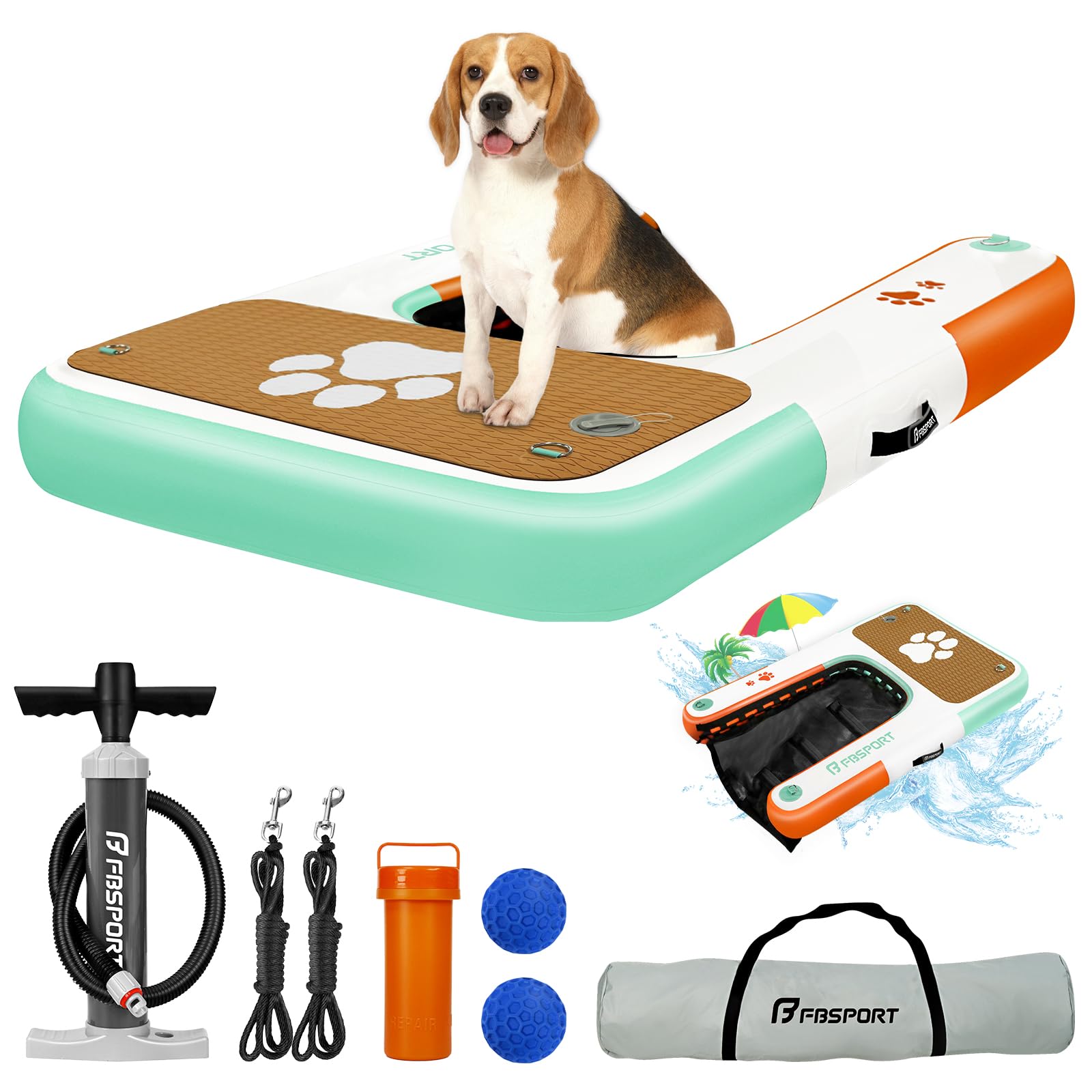 Rampa Gonfiabile per Cani per Accesso all'Acqua, Scala Galleggiante Antiscivolo in EVA per Piscine, Barche e Laghi, Supporta Cani fino a 100 kg