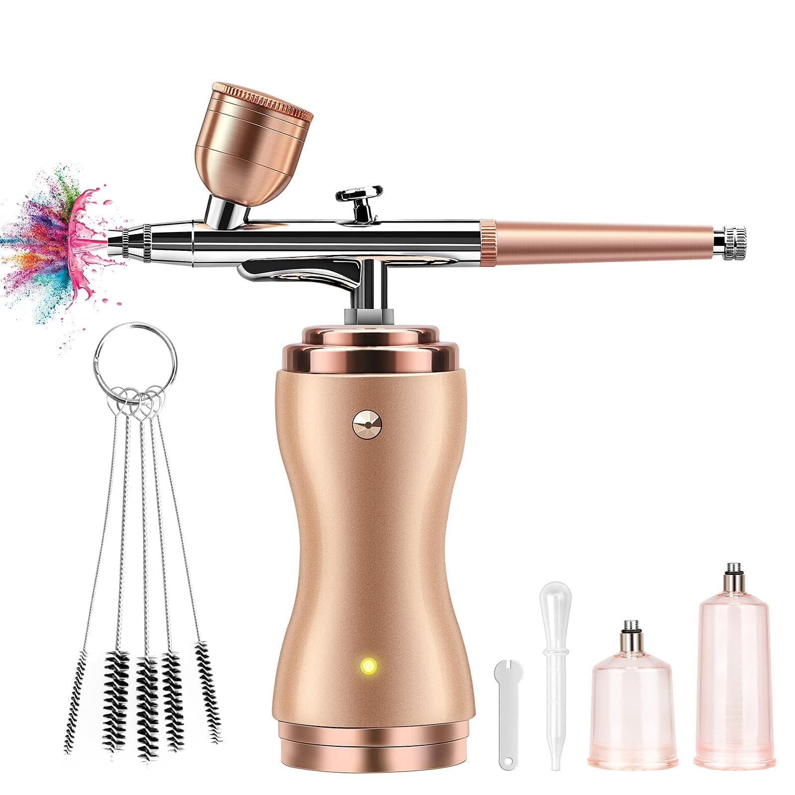 Airbrush Kit with Compressor Portable Cordless Air Brush Set for Painting 30PSI Gravity Feed Dual Action Mini Rechargeable Handheld Airbrush for Model Nail Cake Decorating