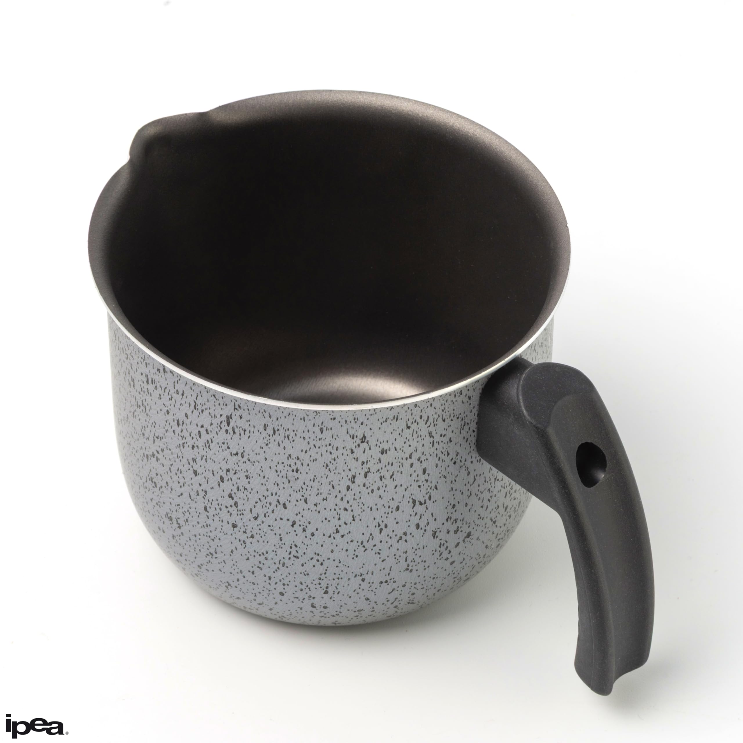 IPEA Bollilatte in Alluminio effetto Granito per Fornelli a Gas – 12 CM - Pentolino per Latte, Caffè e Cucina – Antiaderente con Manico Ergonomico –– Pentolino da Cucina Compatto - NO INDUZIONE