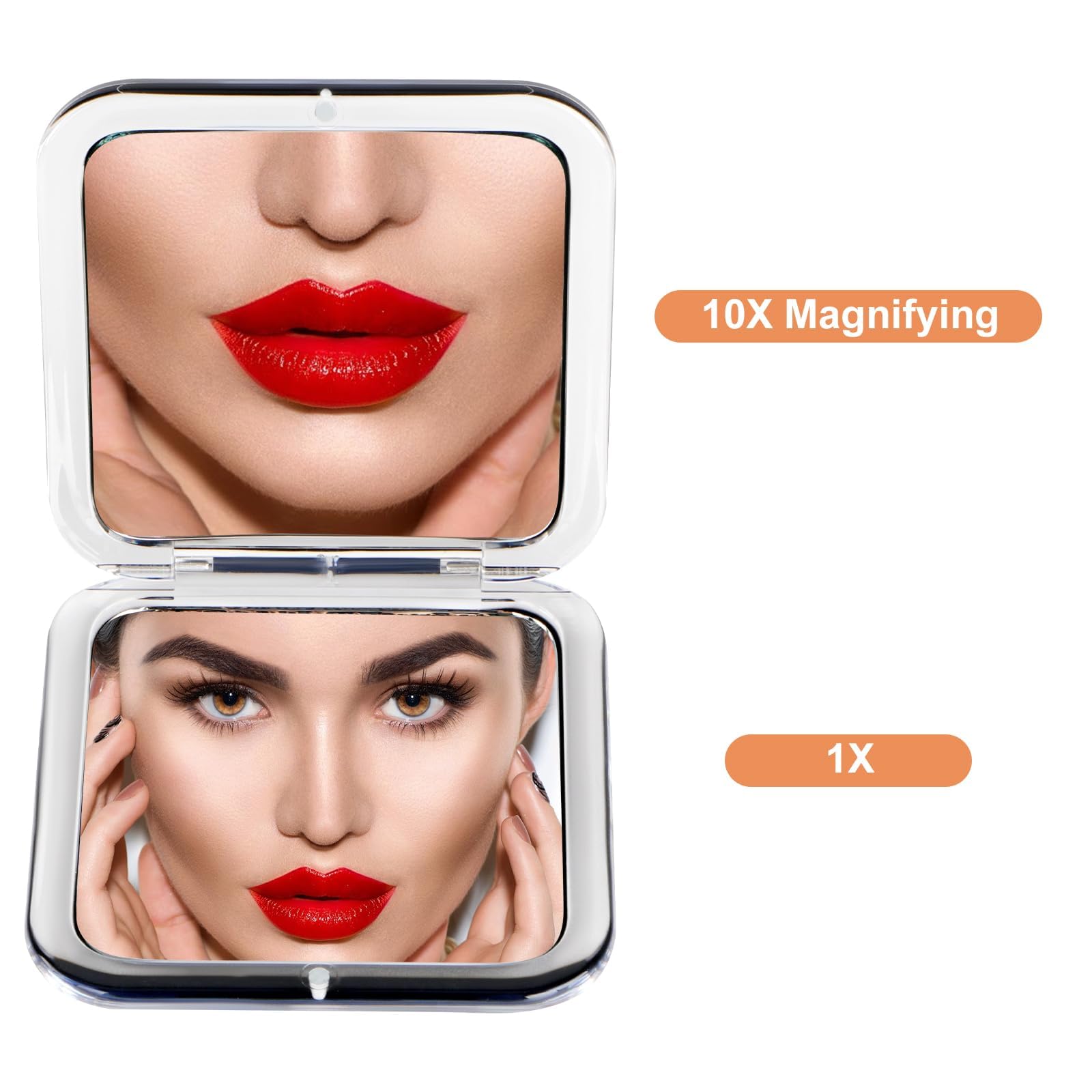 Buildcon Compact Mirror, Small Magnifying Mirror 10X, Compact Travel Mirror for Purse, Portable Handheld Mini Mirror with 10X Magnification, 3.3 x 3.3 Inch Acrylic for Makeup and Skincare 2