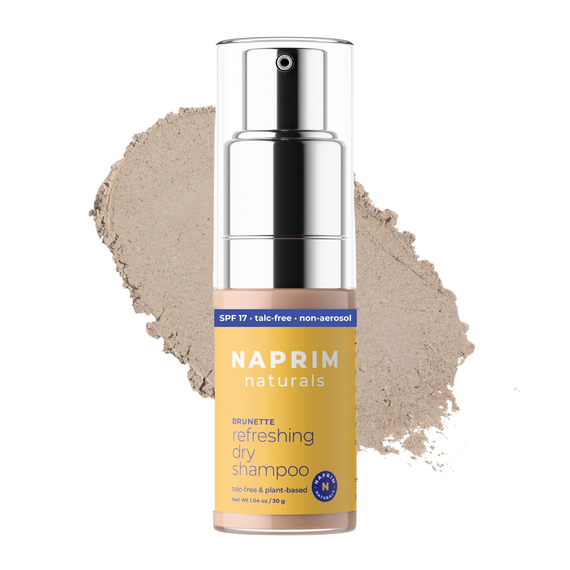 Naprim Naturals Nourishing Dry Shampoo Hair Powder for Brunettes - Talc-Free Oil Absorption for Lightweight Volume - No Residue UV Protection