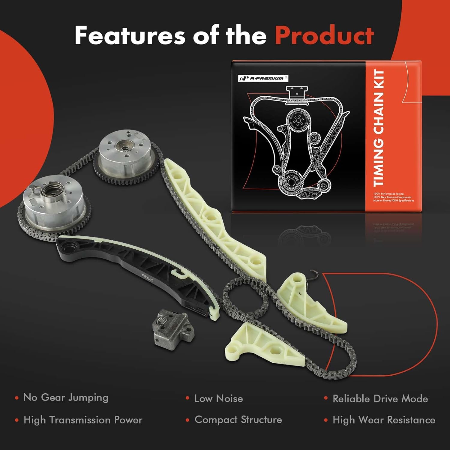 A-Premium 9PCS Engine Timing Chain Kit W/Sprocket & Tensioner & Guide Compatible with Hyundai Tucson 2011-2013, Genesis Coupe 2010-2012 & Kia Forte 2010-2013 - L4 2.0L
