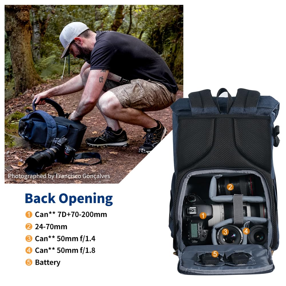 K&F Concept Kamerarucksack Fotorucksack Wasserdicht Fototasche – Bild 5