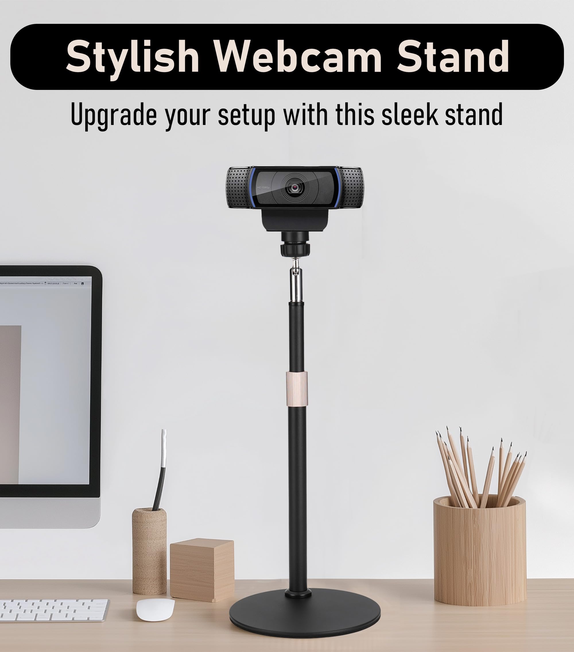 B15 Supporto da tavolo per webcam/cellulare tutto in metallo, supporto orientabile a 360° per webcam C960 C930e C930 C920 C920S C922x C922 Brio 4K C925e C615 e altri dispositivi con