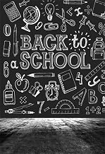 Laeacco Back to School Backdrop 5x7ft Black and White Online Course Decor Photo Background Chalk Drawing Blackboard Vintage Grunge Floor Math Class Online Teaching Background Children Student Portrait