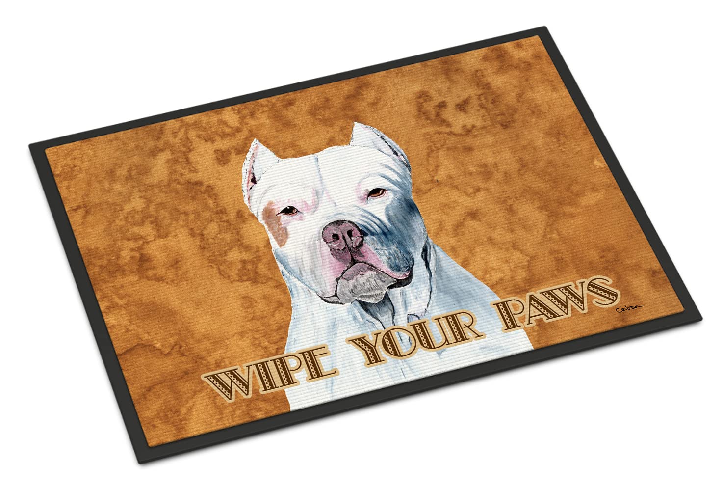 Caroline's Treasures SC9130MAT Pit Bull Wipe Your Paws Doormat 18x27 Front Door Mat Indoor Outdoor Rugs for Entryway, Non Slip Washable Low Pile, 18H