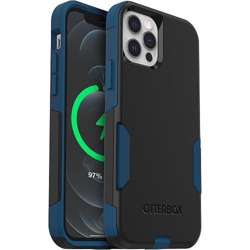 OtterBox iPhone 12 and iPhone 12 Pro (Only) – Commuter Series Case – Thin, Dual-Layer, Pocket-Friendly, Port Cover – Black/Blue
