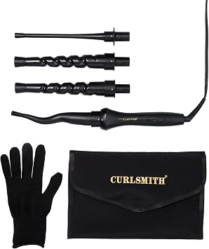 Curlsmith Defrizzion Curl Reviving Wand - Revives & Defines Curls, Dry Styling with Minimal Heat & 4 Different Attachments - for All Curls, Coils & Waves