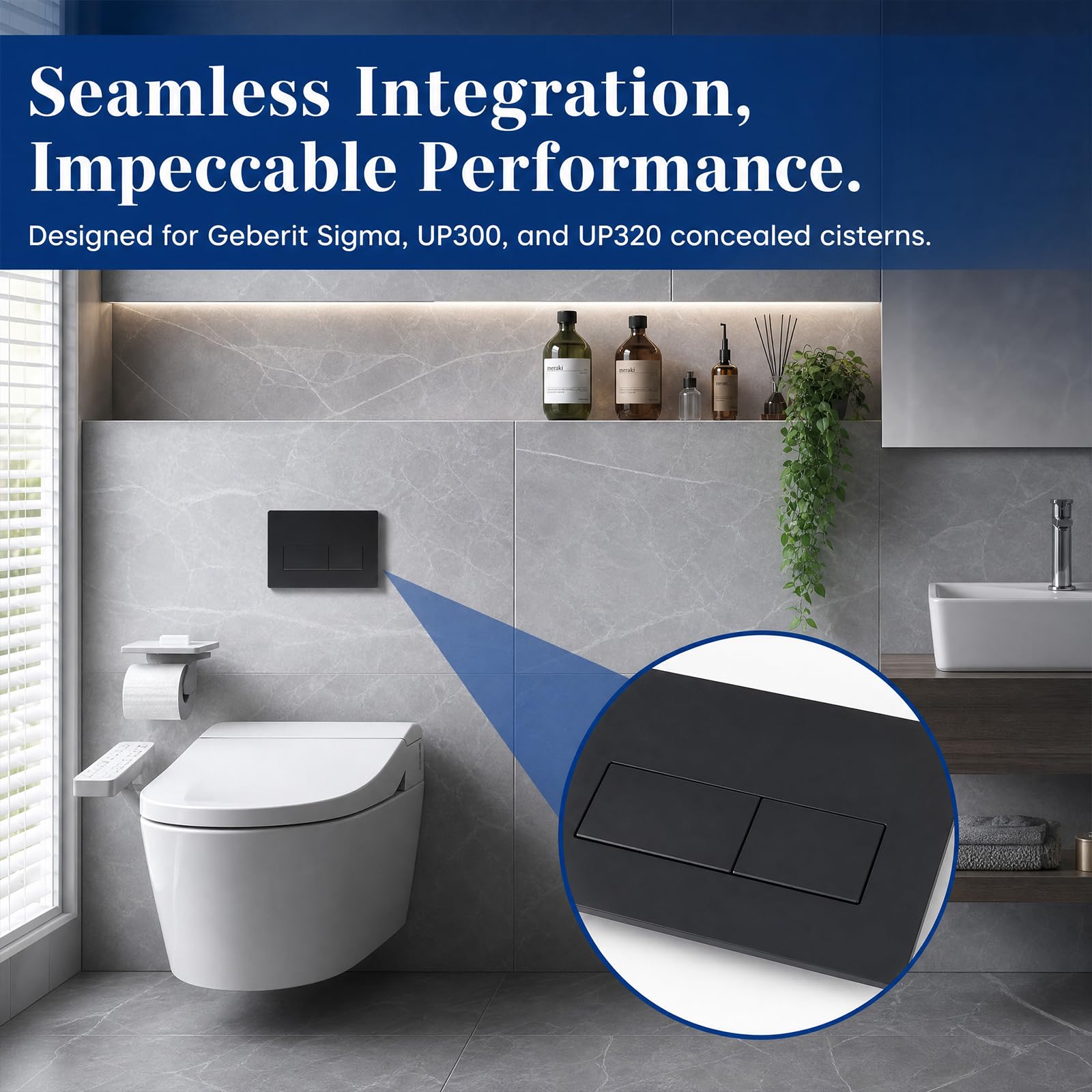 Placca comando WC sospeso nera opaca ABS, doppio scarico, compatibile Geberit Sigma, resistente all'usura, facile pulizia, uso domestico, modello GS020