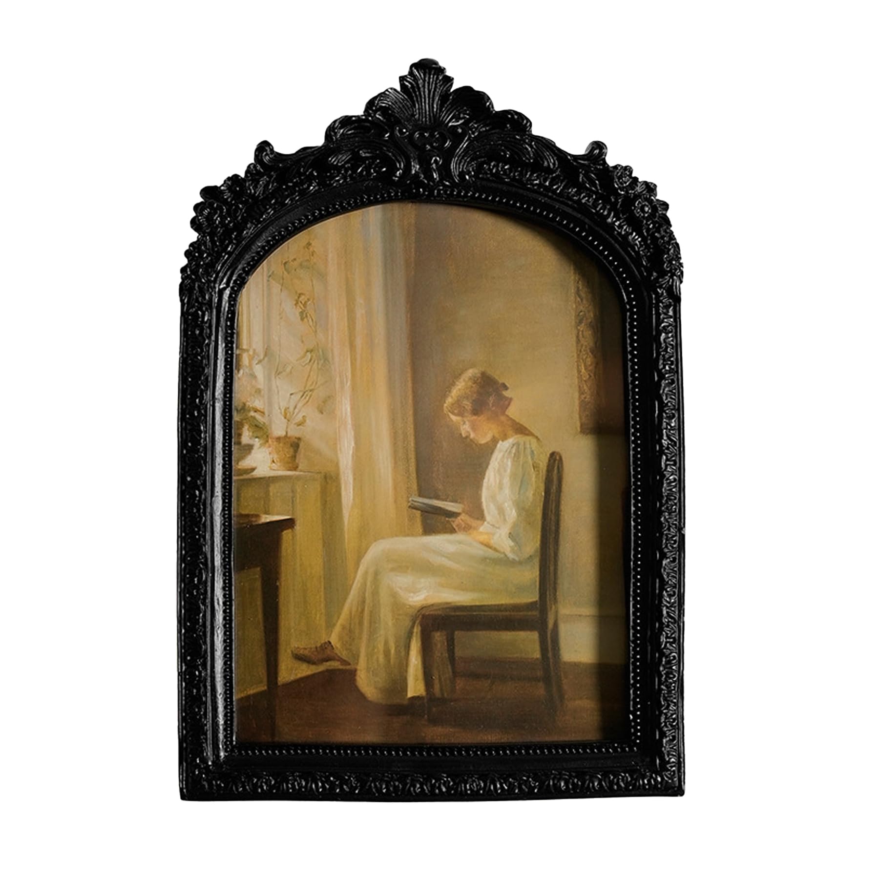 Wasise Gothic Picture Frame - 17.4×25.6CM Black Photo Frame, Vintage Photo Frames, Gallery Wall Frames, Arch Picture Mount, Vintage Home Decor, Halloween Pictures Mount