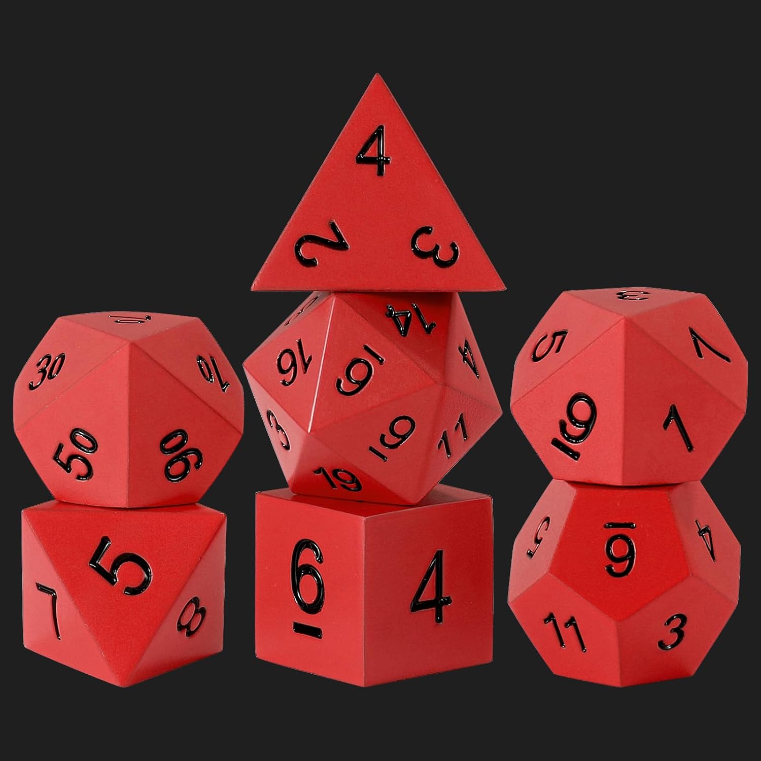 Simple Solid Color Style Metal Dice,7PCS Heavy Metal Dice Set,Polyhedral Dice with Gift Case for TTRPG Tabletop Gaming,Dungeon Masters,RPG Adventures(Black)