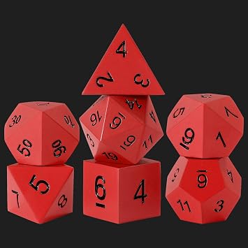 Durable 7PCS Heavy Metal Polyhedral Dice Set for RPG | Solid Dice Perfect for DND, TTRPG Tabletop Gaming. Smooth rolls fuel epic storiesRed