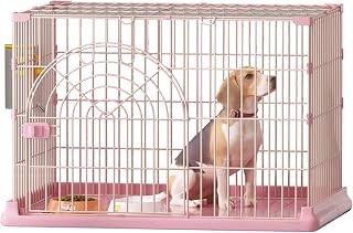 33" Portable Dog Cage, with Removable Bottom Tray Dog Cage,Metal Design Pet Cage