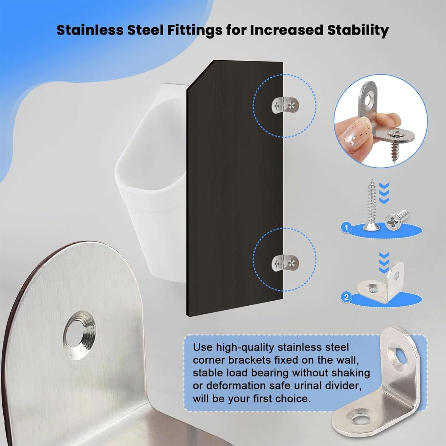 Urinal Partition - Wall-Mounted Men's Privacy Screen for Restrooms, Public Toilet Protection Divider Toilet Partition for Schools, Kindergartens, Public Places, Shopping Malls (Black 1pack)