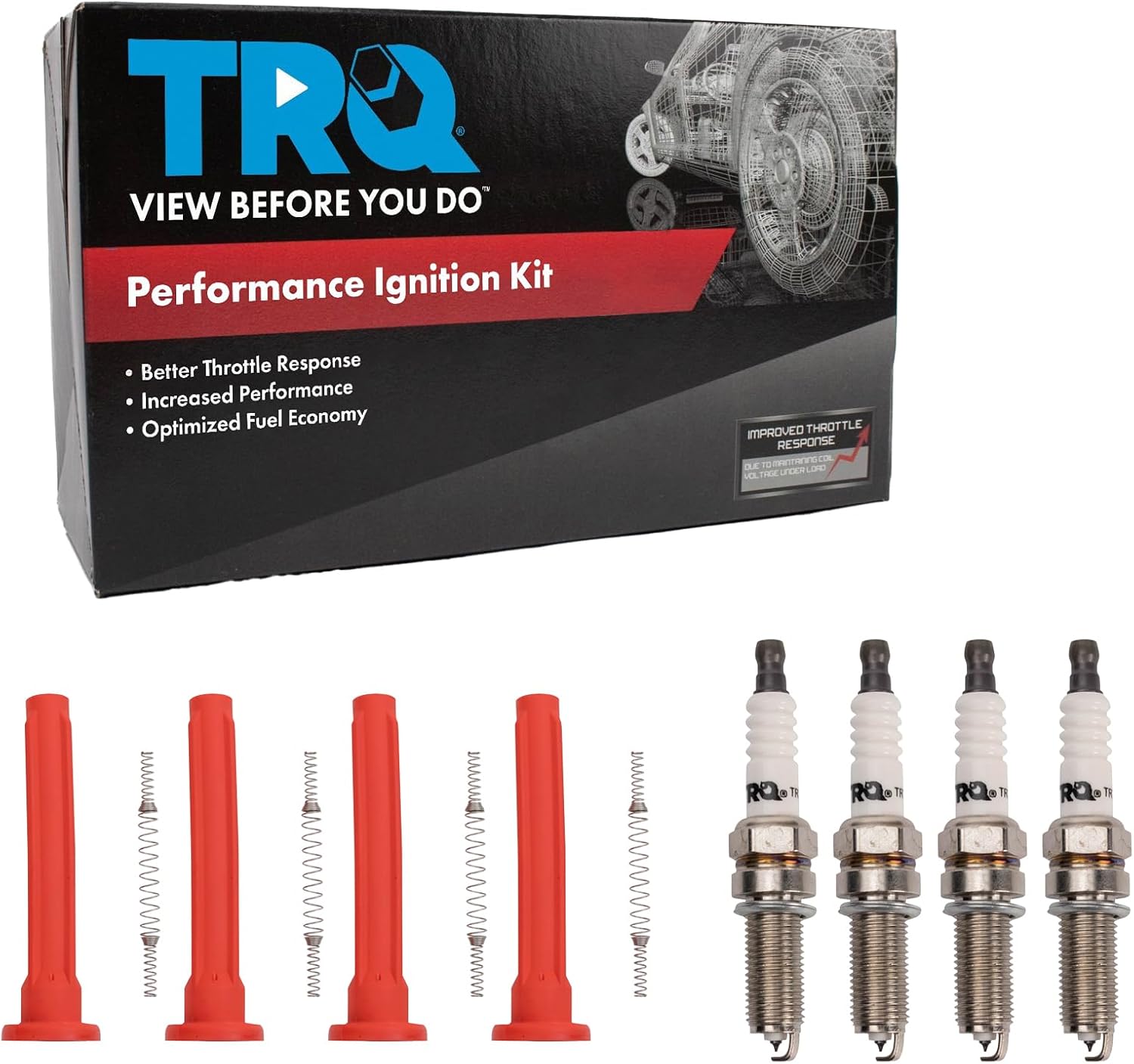TRQ Ignition Coil and Spark Plug Kit 8 Piece Compatible with 2014-2017 Mitsubishi Outlander