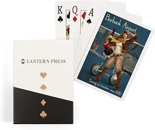 Lantern Press Burbank Airport, California, Aviator Pinup Girl (52 Playing Cards, Poker Size Card Deck with Jokers)