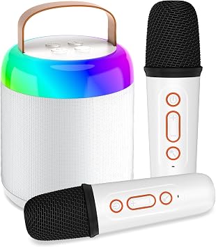 Karaoke Machine for Kids with 2 Microphones, Portable Kids Karaoke Machines for Girls with LED Party Lights,Girls Toys Birthday Gifts for Kids Age 14-18 Christmas Xmas Gifts