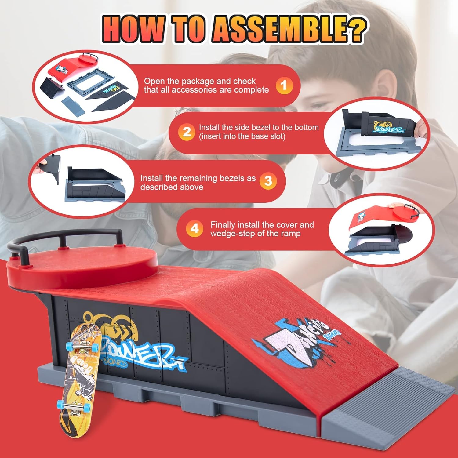 Gr8ware Finger Skateboard Ramp Set, 6 in 1 Plus 11 Buffer Plates Mini Skatepark for Fingerboard, Figure Boarding Skate Park, Fingerboard Skatepark Halfpipe Obstacle Deck for Holiday Party Favors