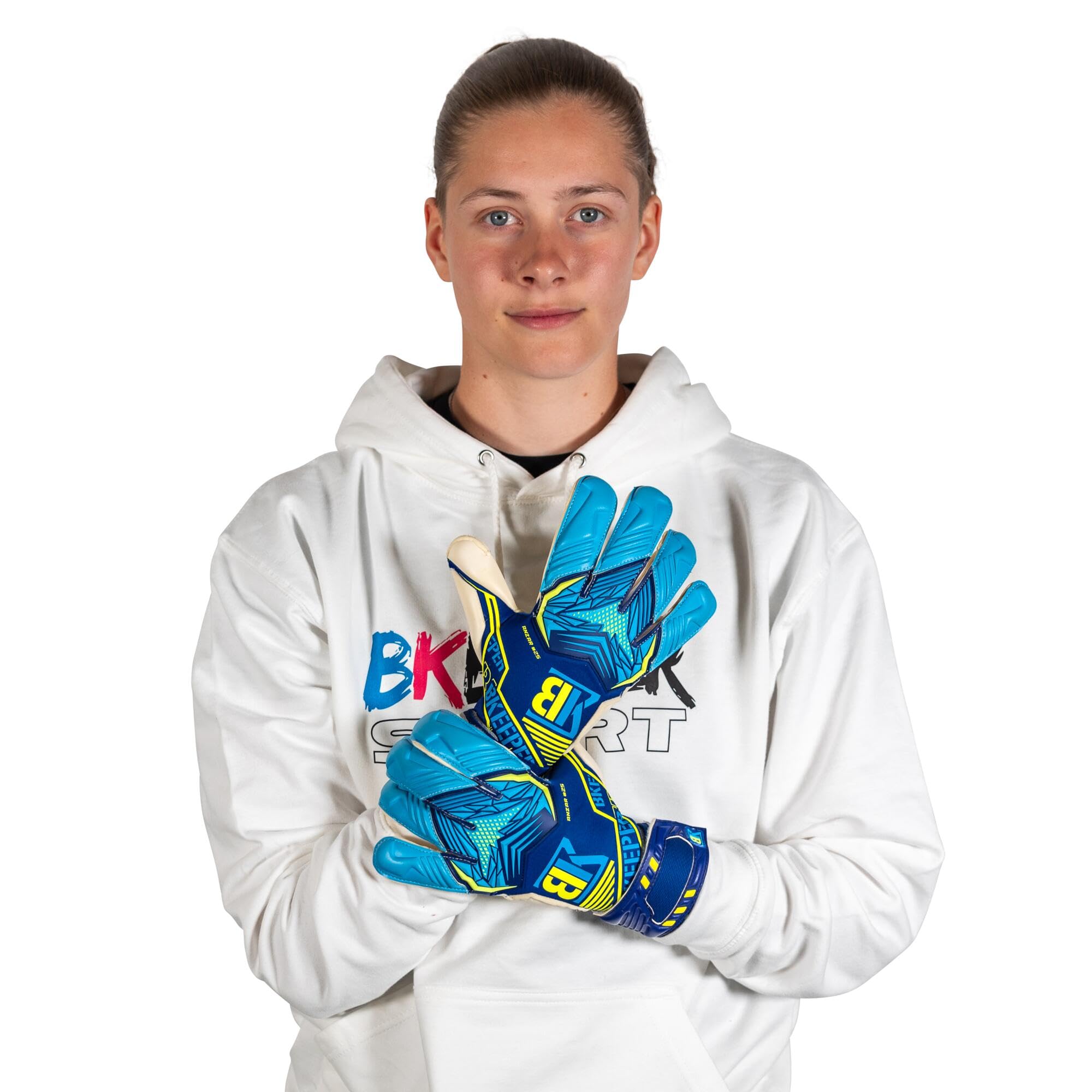 Gants de Gardien ANZAR #25, Bleu, Coupe Hybride, pour Adultes, Mousse Professional Next