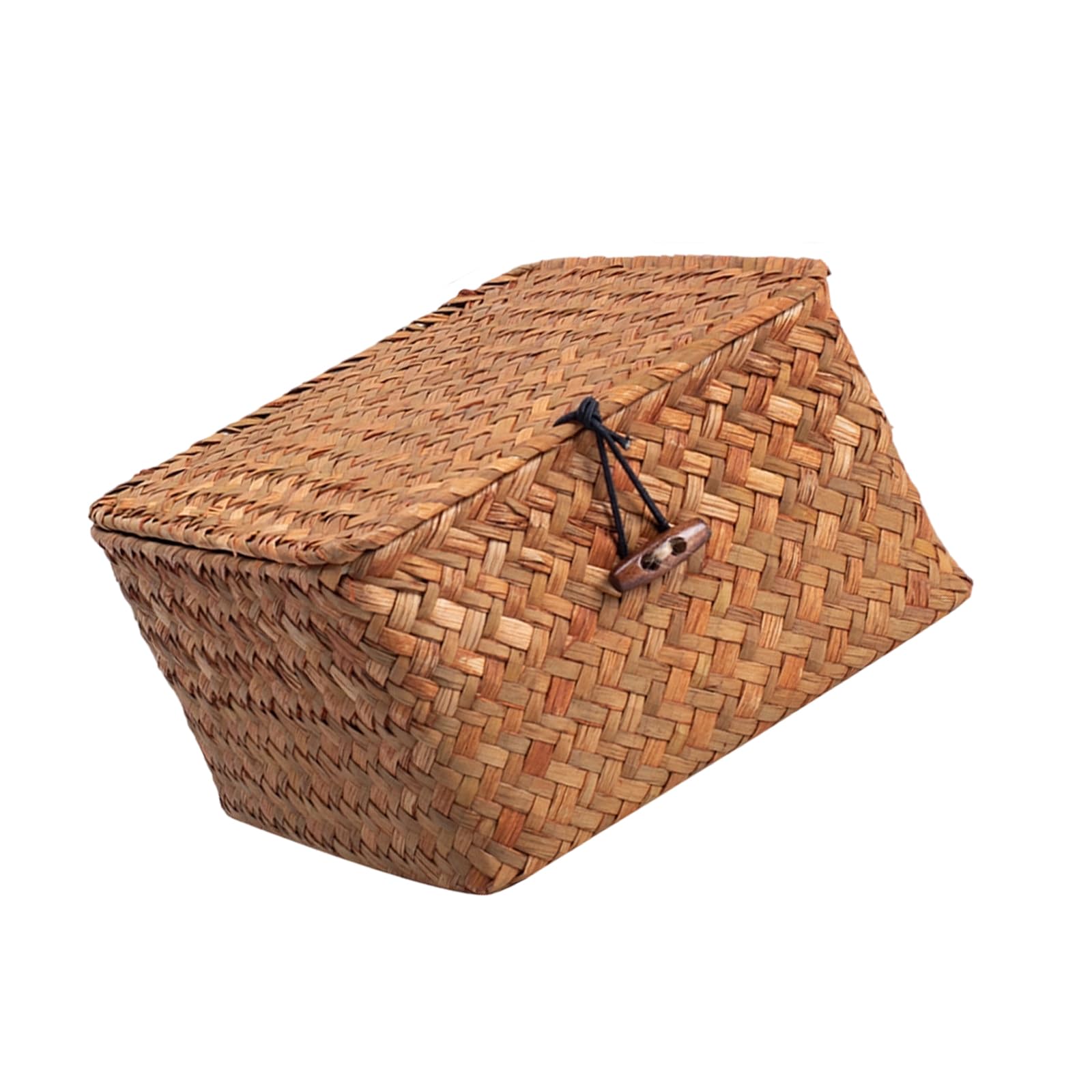 NEWFT Natural Wicker Storage Basket with Lid Promoting Airflows Container for Baby Items and Linens in Homes User Friendly Organizers
