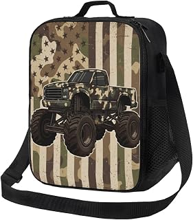 Insulated Lunch Box for Boys Girls - Camo Monster Car Truck Reusable Large Kids Lunch Bag for School Picnic Travel - Leakproof Portable Lunch Thermal Meal Cooler Tote Kit, Back to School Gift