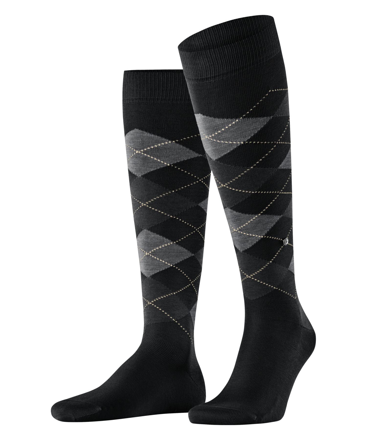 Burlington Men's Manchester M Kh Cotton Long Patterned 1 Pair Knee-High Socks, Black 3000, 6.5-11