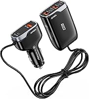 Vista 12 de Cargador de coche USB-C de 6 puertos, 123 W rápido, PD 45 W compatible con iPhone16/Galaxy/Samsung S24, adaptador de encendedor de cigarrillos