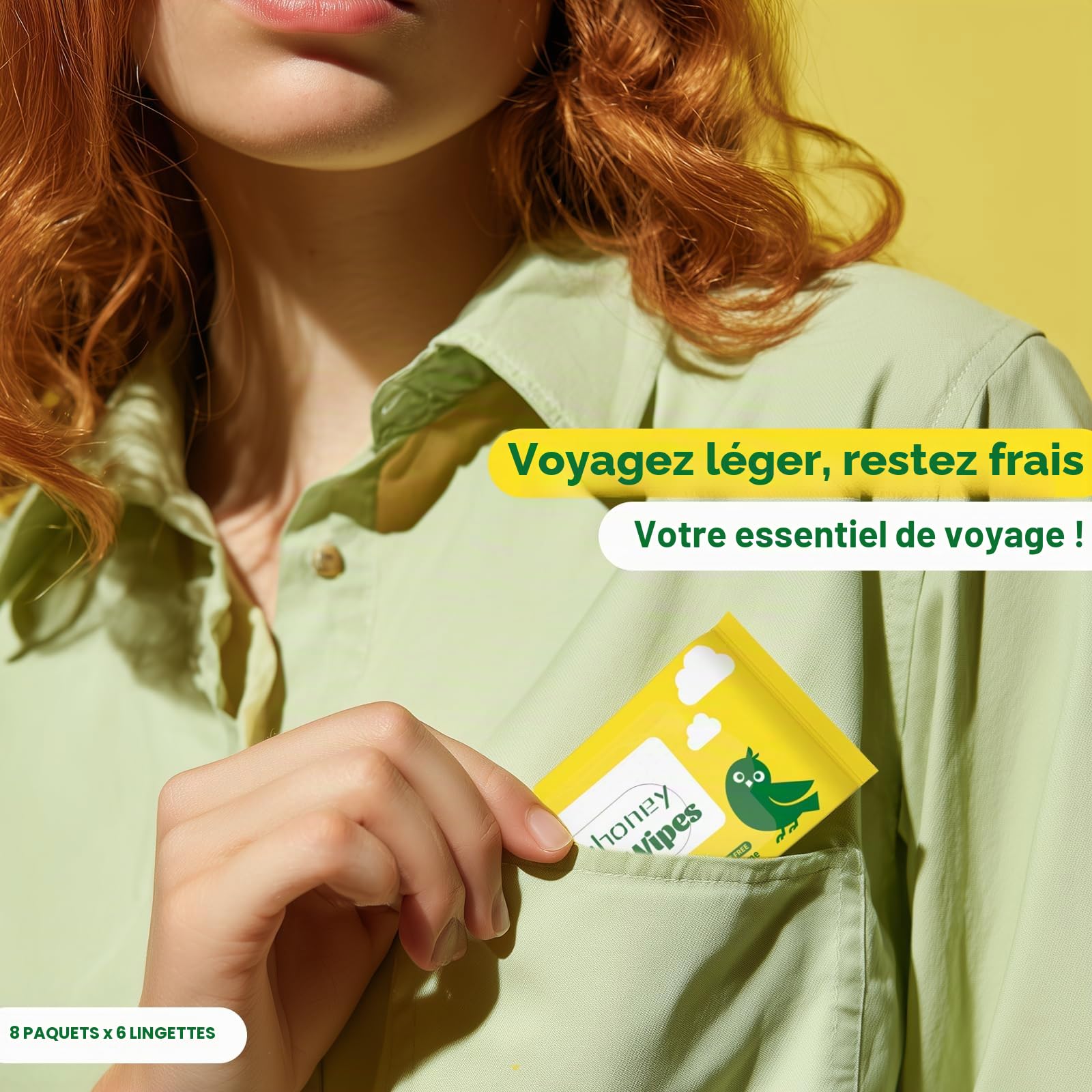 Lingettes Humides Voyage – Lingettes pour les Mains, Visage et Corps, 99% d’Eau, Sans Parfum, Hypoallergéniques pour Peaux Sensibles – Bébés, Enfants, Adultes – Lot de 8 (48 Lingettes)
