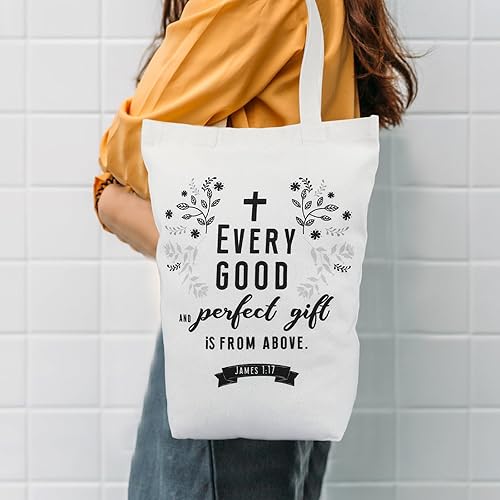Miniatura 6 de Silkfly 12 bolsas de lona cristiana para mujeres, Día de la Madre, Biblia religiosa, bolsas de regalo religiosas a granel para la Biblia, Blanco,