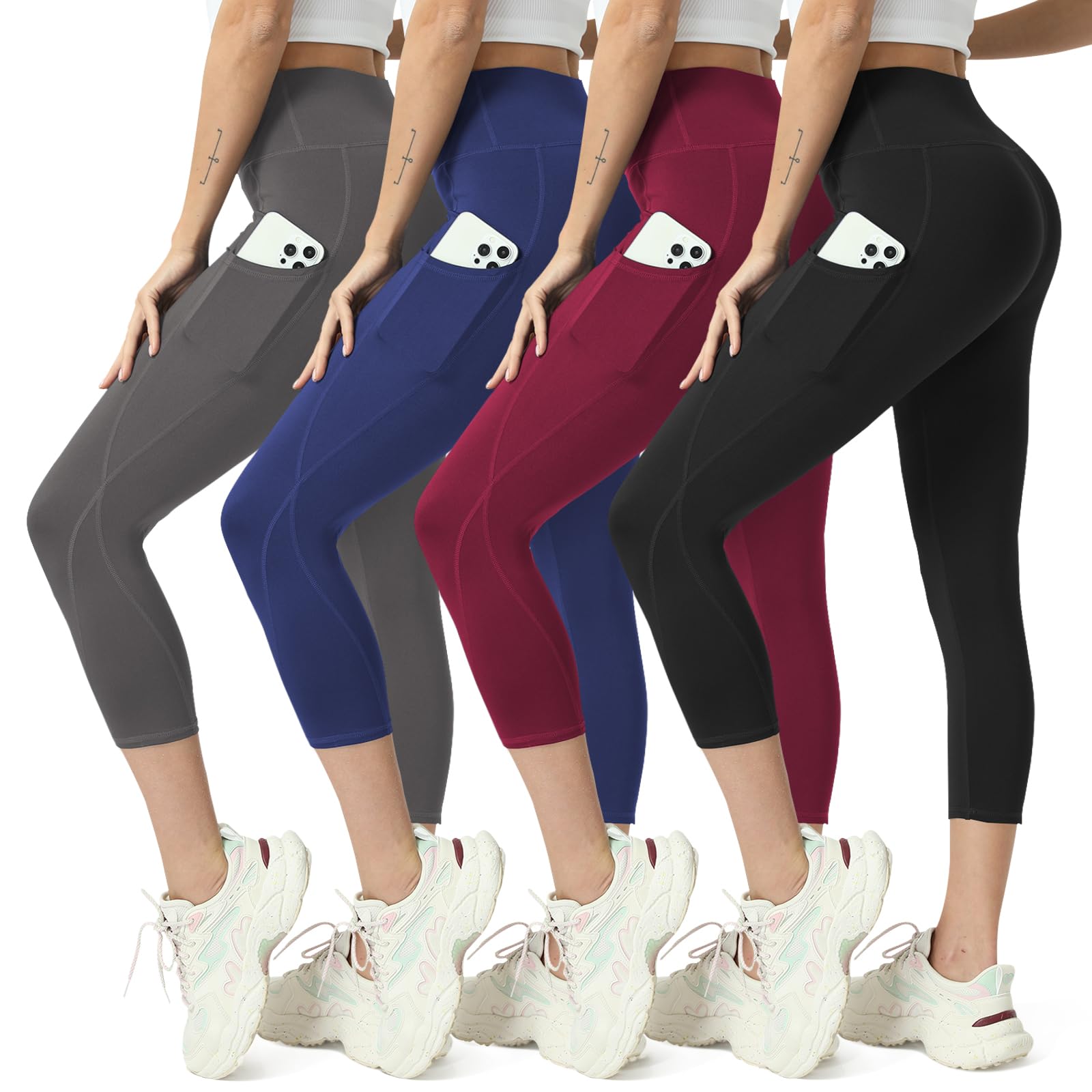 High Waisted Yoga Leggings 4 Pack