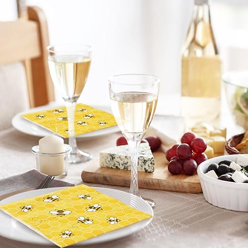 Miniatura 7 de Whaline Servilletas de cóctel de abeja, servilletas de papel desechables de panal de abeja amarilla, servilletas de papel para bebidas de verano
