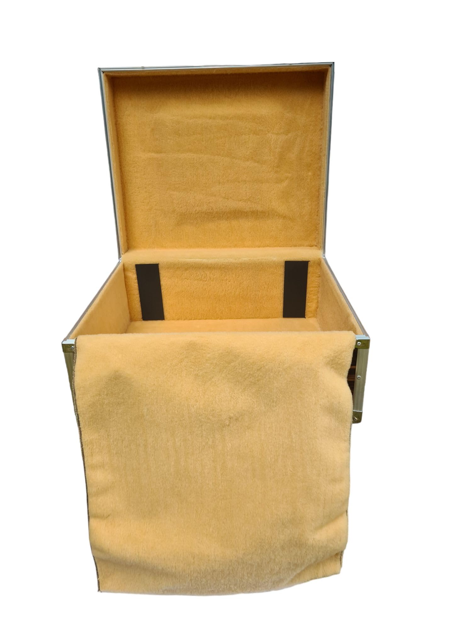 Akkordeonkoffer 120 Bass Holz Case Flightcase Nuss-Natura 58x48x25 cm – robuster Holzkoffer mit Polsterung, Metallecken & Tragegriff – stilvolles Akkordeon Case für sicheren Transport & Schutz