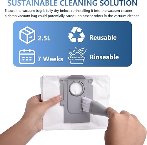 Miniatura 4 de Paquete de 14 bolsas de polvo de repuesto para Roborock S8+, S8 Pro Ultra, S7 MaxV Ultra, S7 Pro Ultra, Q7+, Q7 Max+, Q5+, Q5 Pro+, Q8 Max+, Base de