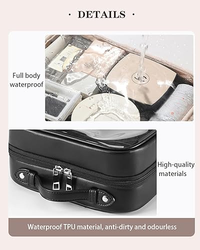 Miniatura 5 de LOLDREAM Bolsa de cosméticos de viaje de gran capacidad, bolsas de maquillaje a cuadros grandes para mujeres, bolsa de maquillaje impermeable de