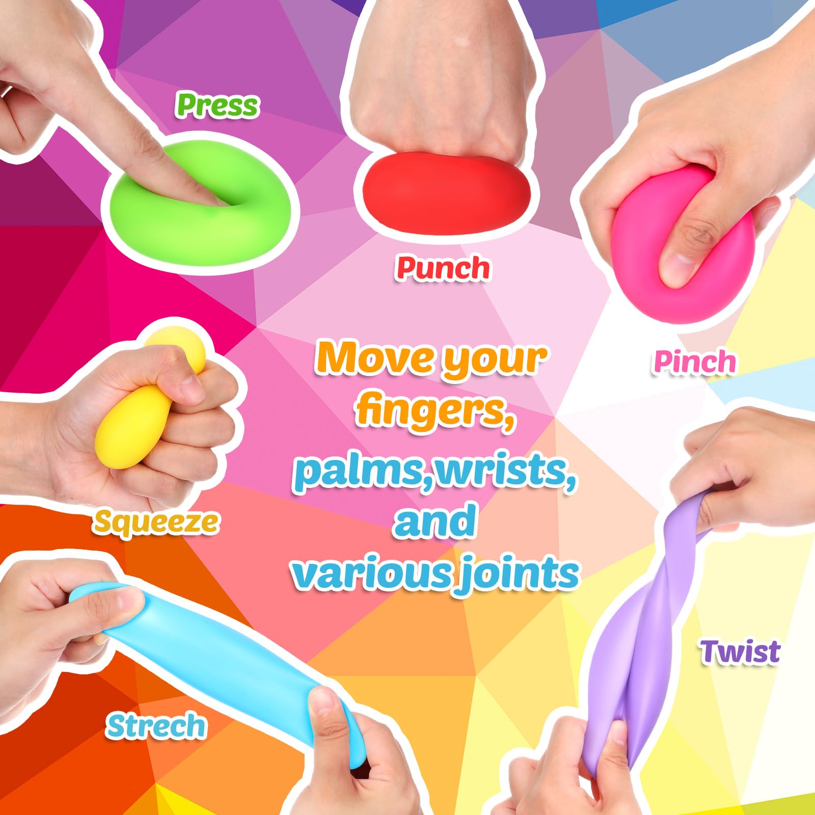 Libima 96 Pcs Slow Rising Stress Ball for Adults and Kids 2.36 Inch Squeeze Stress Balls Stretchy Fidget Ball for Stress Relief Anxiety, Autism, Disorders Sensory Fidget Toys, 8 Colors