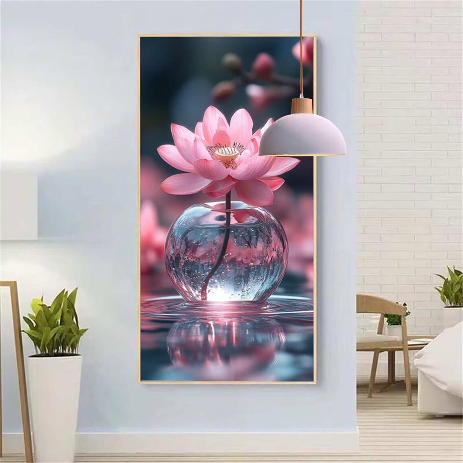Diamentowe malowanie lotosu dla dorosłych, 5D diamentowe malowanie fabryczne pełny zestaw do haftu diamentowego 50 x 100 cm malowanie diamentowe dla dorosłych DIY ścieg krzyżykowy kryształ sztuka do