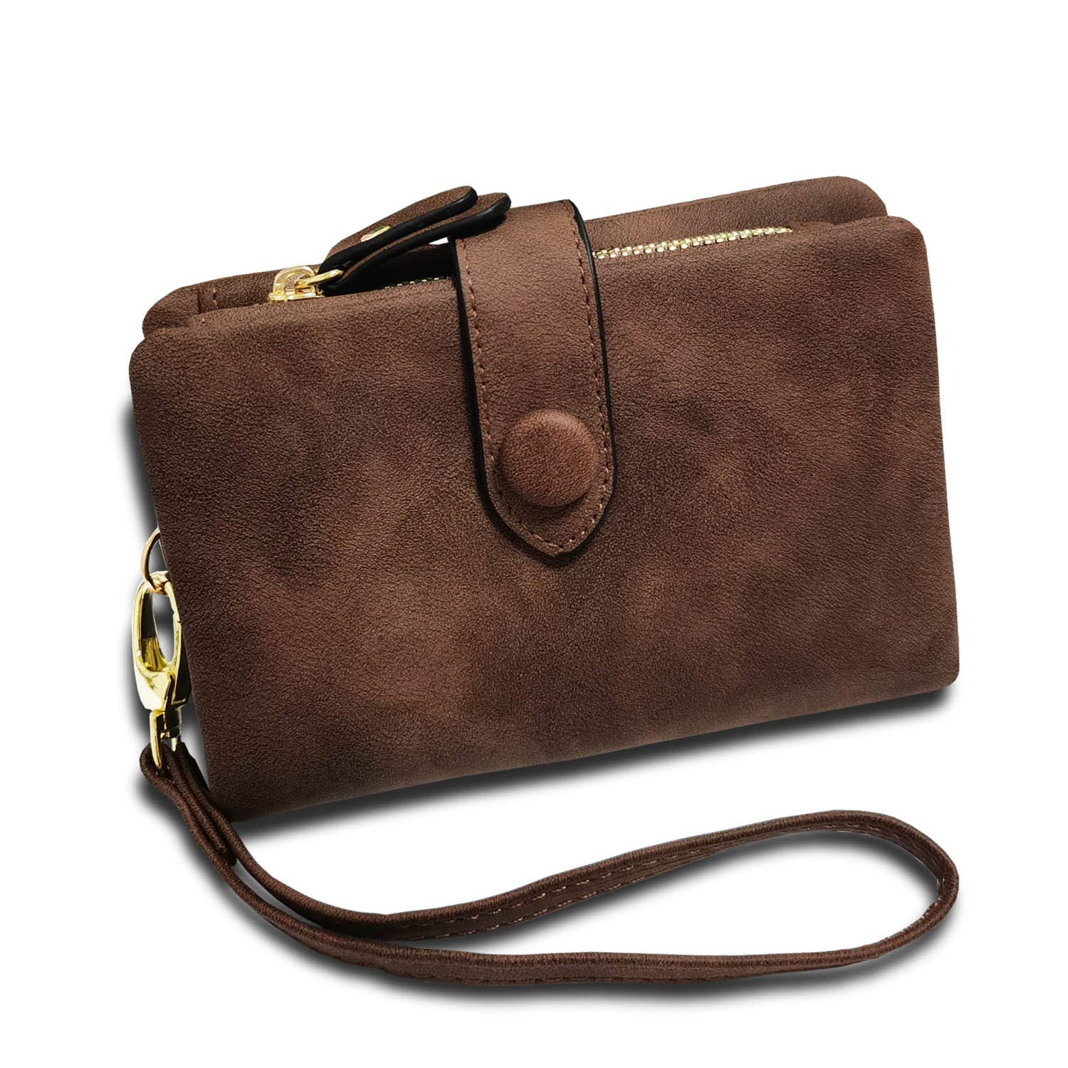 Portefeuille en cuir pour femme avec protection RFID, marron (Marron) - NA