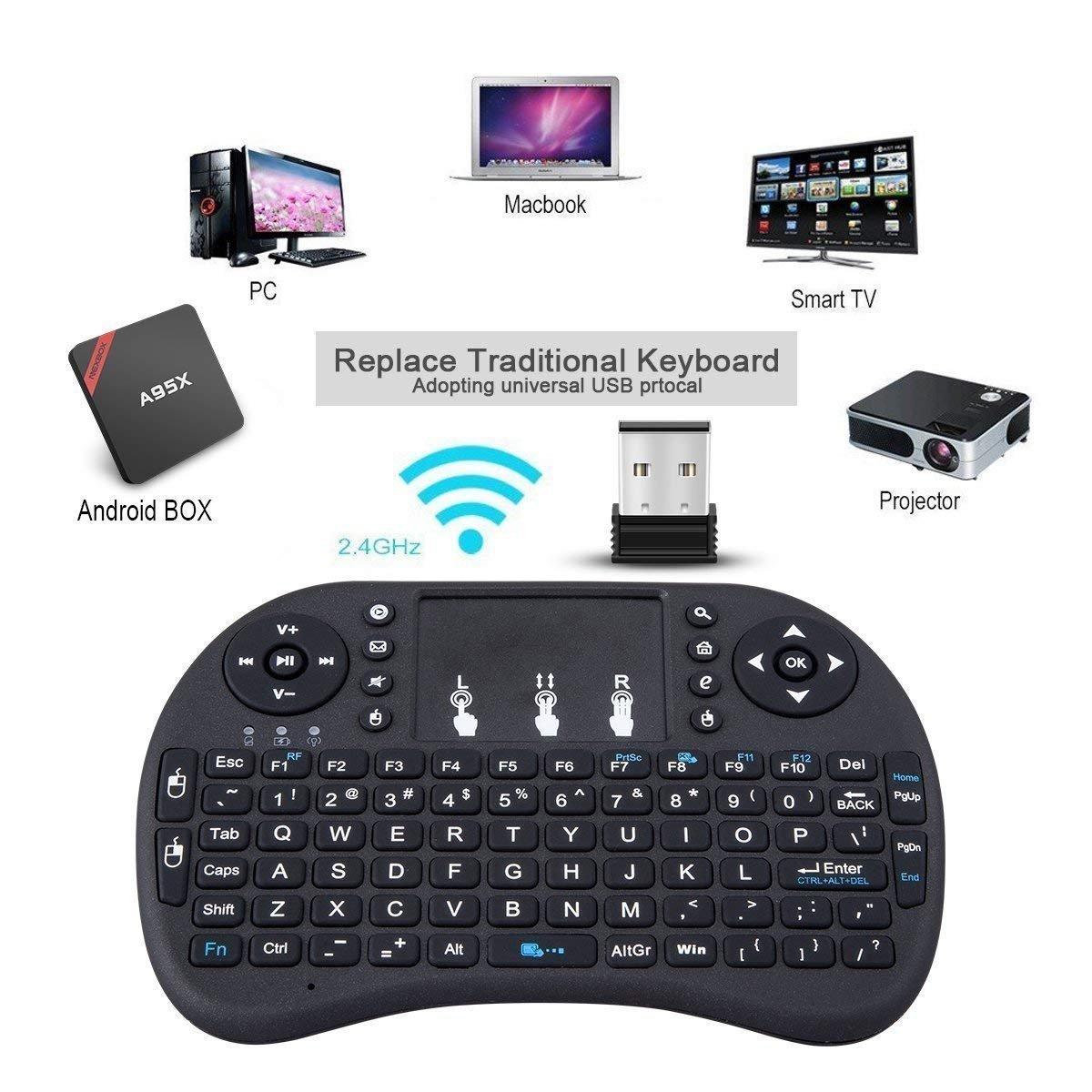 Indo Digital Bluetooth Mini Wireless Backlight Touchpad Keyboard With Mouse (Touchpad) For PC