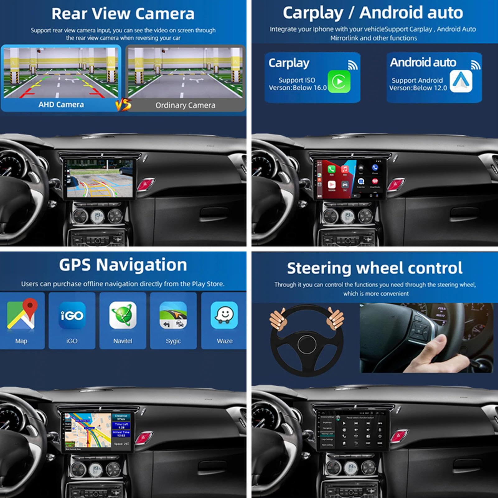 Android 15 Car Stereo 9" Samochód Dla Citroen C3 MK2 SC 2009-2016,M111