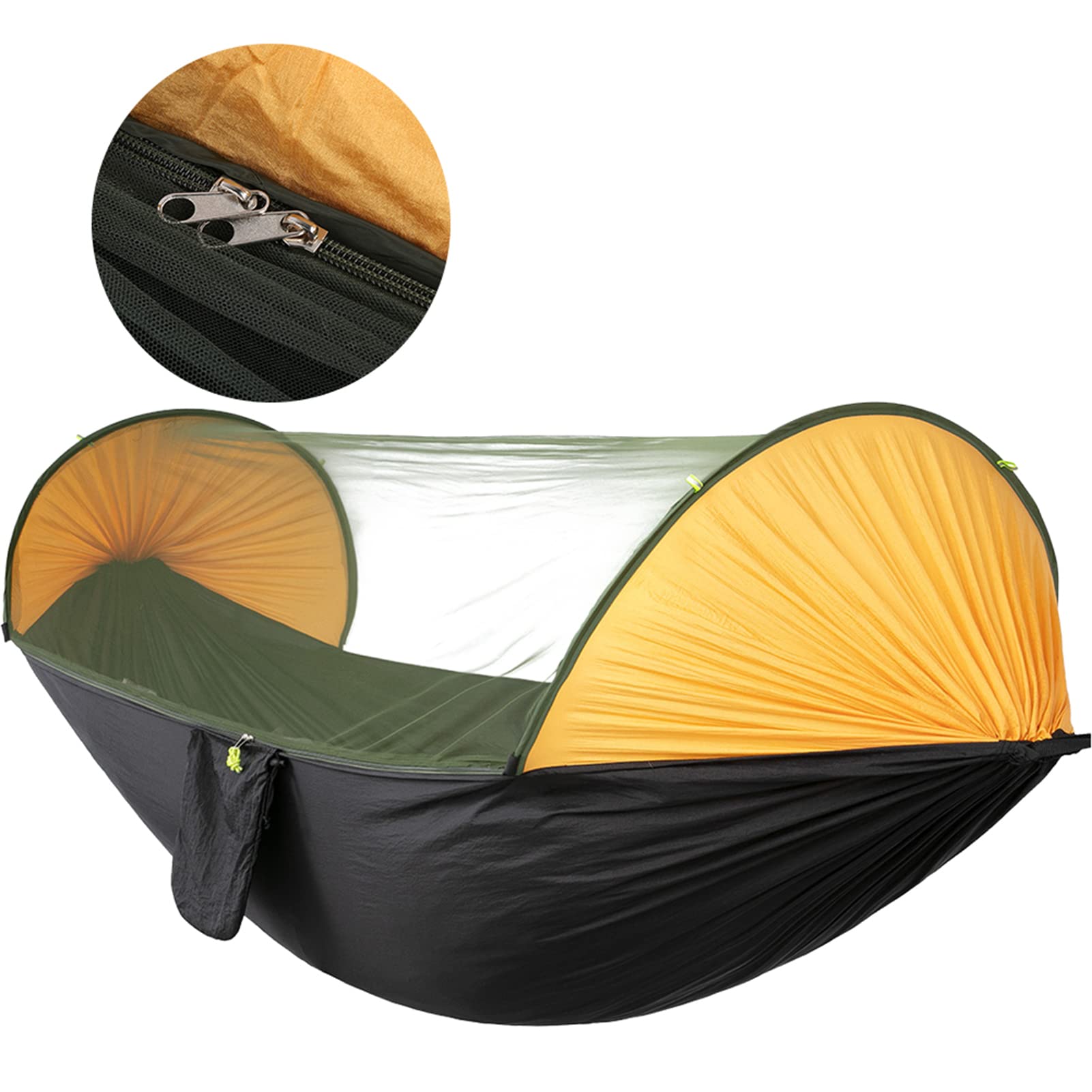 Hamac de Camping avec Moustiquaire, Hamac Portable en Nylon 210T 290 X 140 Cm, Conception à Ouverture Rapide, capacité de 441 LB, pour Voyage, Randonnée, Plage, Cour, Repos Extérieur