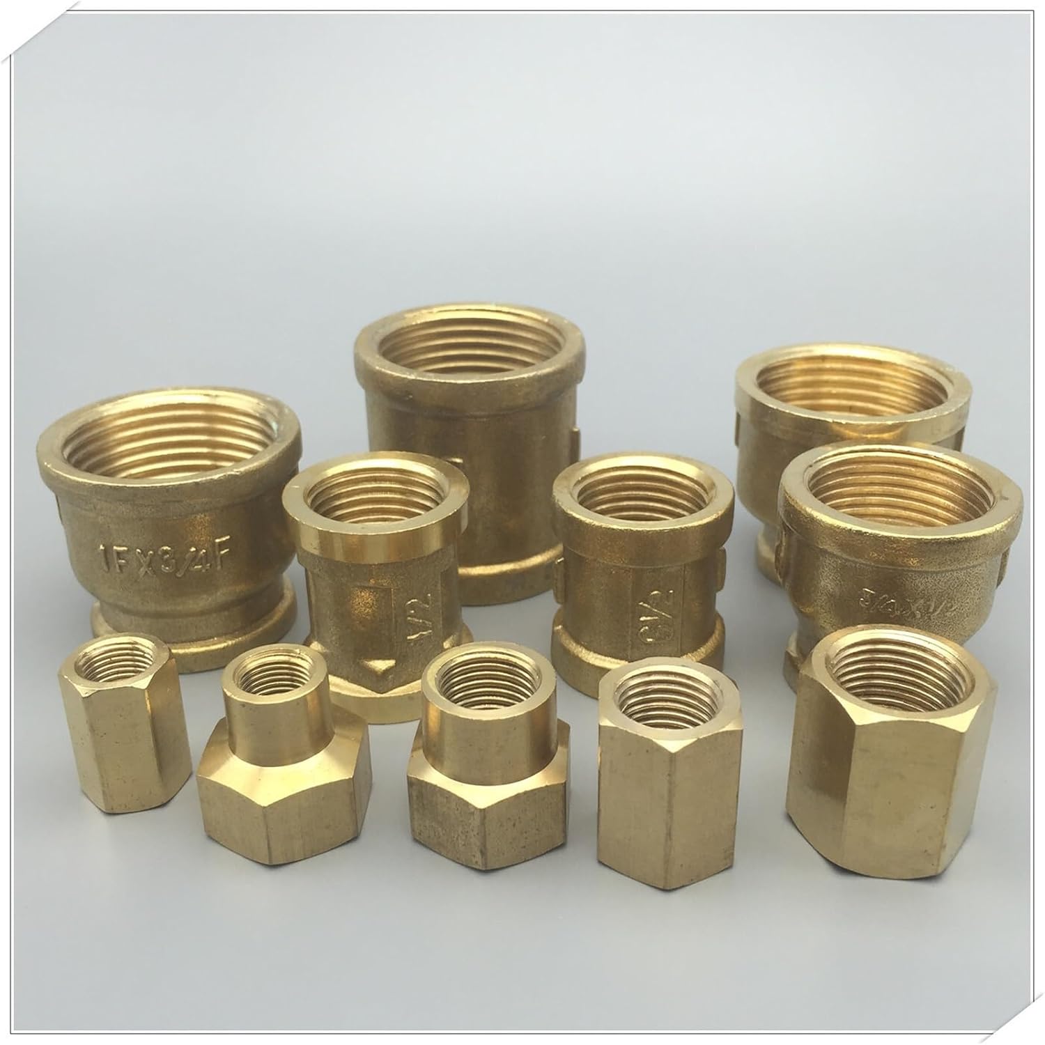 Brass Pipe Fitting Copper Hose Hex Coupling Coupler Fast Connetor Female Thread 1/8" 1/4" 3/8" 1/2" 3/4" For Water Fuel Gas(1l8F to 1l4F) Plumbing Fittings