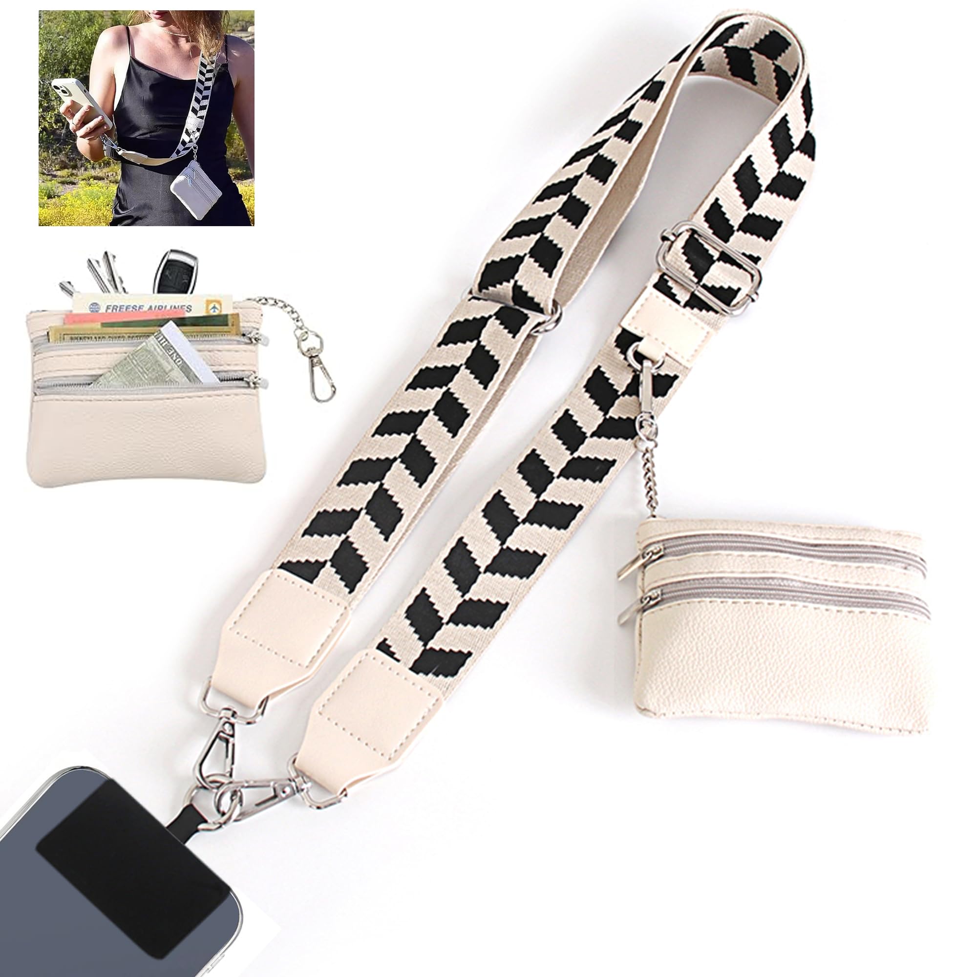 Amazon.com: SCINYMC Phone Lanyard Crossbody with Zipper Pouch