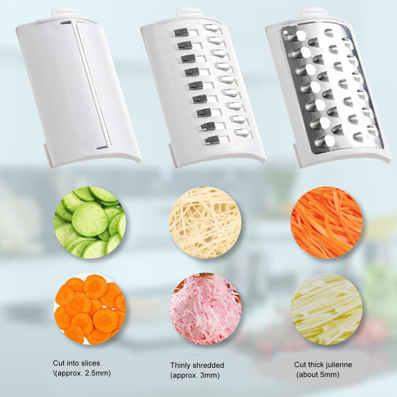 Elektrische Reibe, Edelstahl, Automatischer Multifunktionaler Gemüseschredder mit 4 Klingen, Salatmaschine, Edelstahl-Salatmaschine für Obst, Kartoffeln (EU-Stecker)