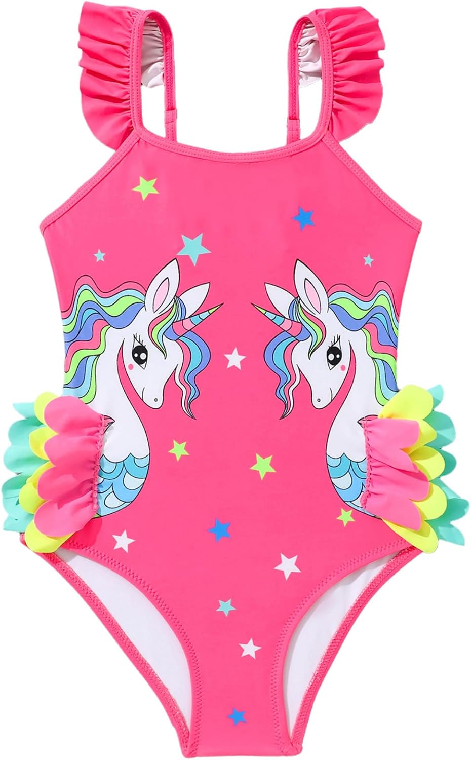 Sxiwei Baby Girls One Piece Sleeveless Athletic Swimsuit Surfing Bathing Suit Ruffle Sleeves Shorty Swimsuit