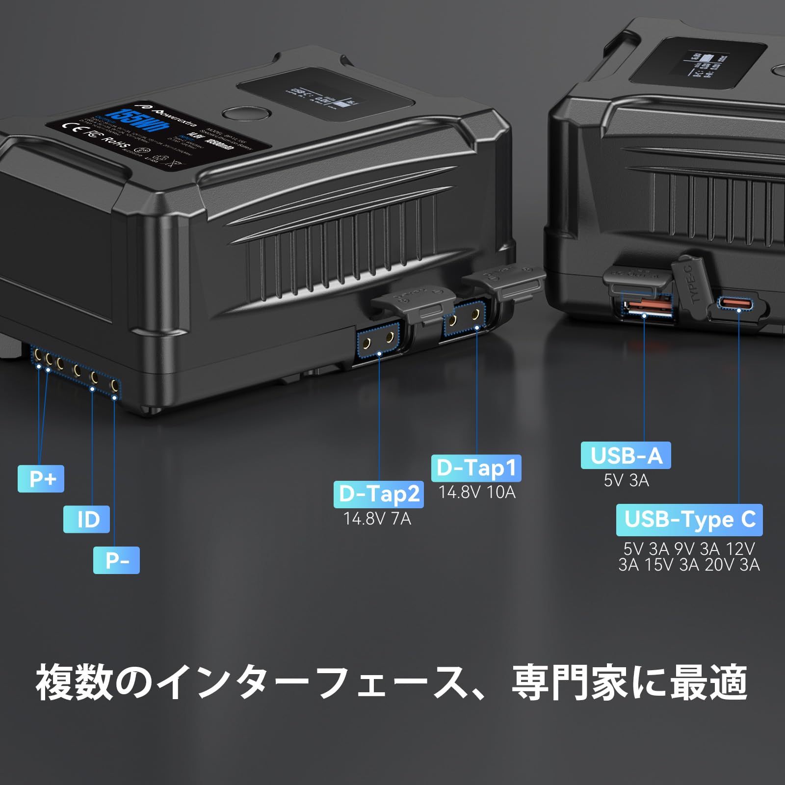 Amazon | 155WhVマウントバッテリー 大容量10500mAh 大容量ビデオ