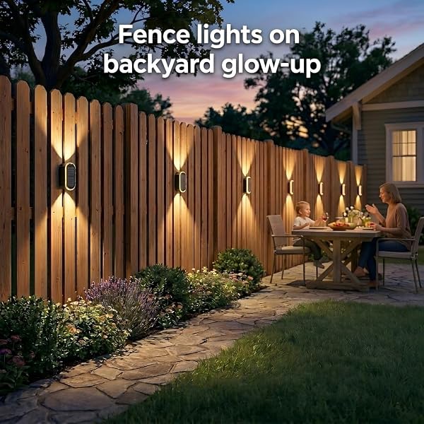 ELLASAY Solar Fence Lights Outdoor Garden,3000K/4000K/6000K 3 Modes Brighter Garden Wall Lights Solar Powered Waterproof IP65 for Patio/Backyard/Porch/Pool Decorations,4PK - 3