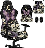 Vista 16 de Funda para silla de jugador de hongos, funda para silla de computadora, 4 piezas, con cremallera, con reposabrazos, para estudio en casa, helechos