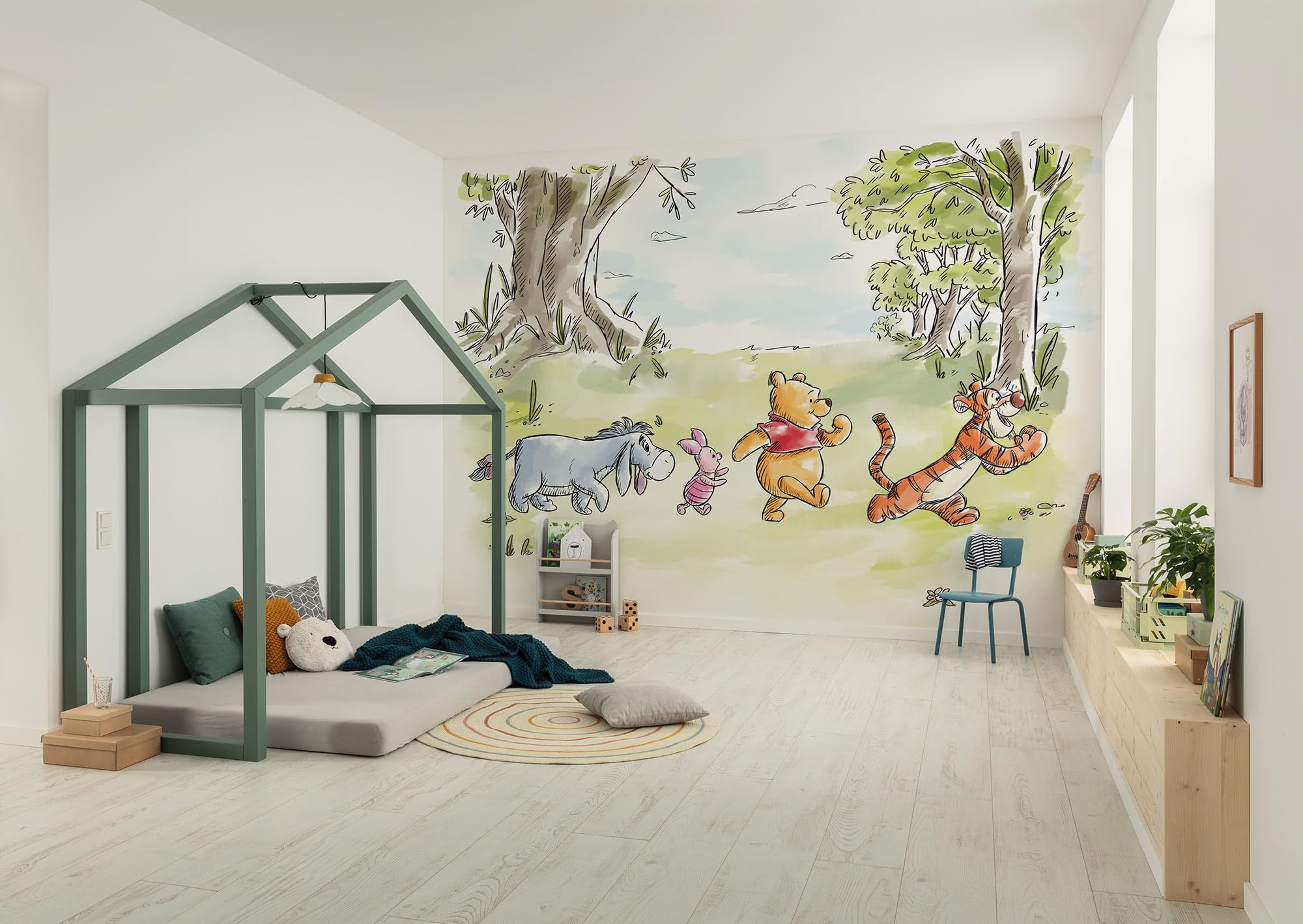 Komar Non-Woven Photo Wallpaper Disney Winnie The Pooh Walk Together Size 300 x 250 cm Children's Wallpaper Children's Wallpaper